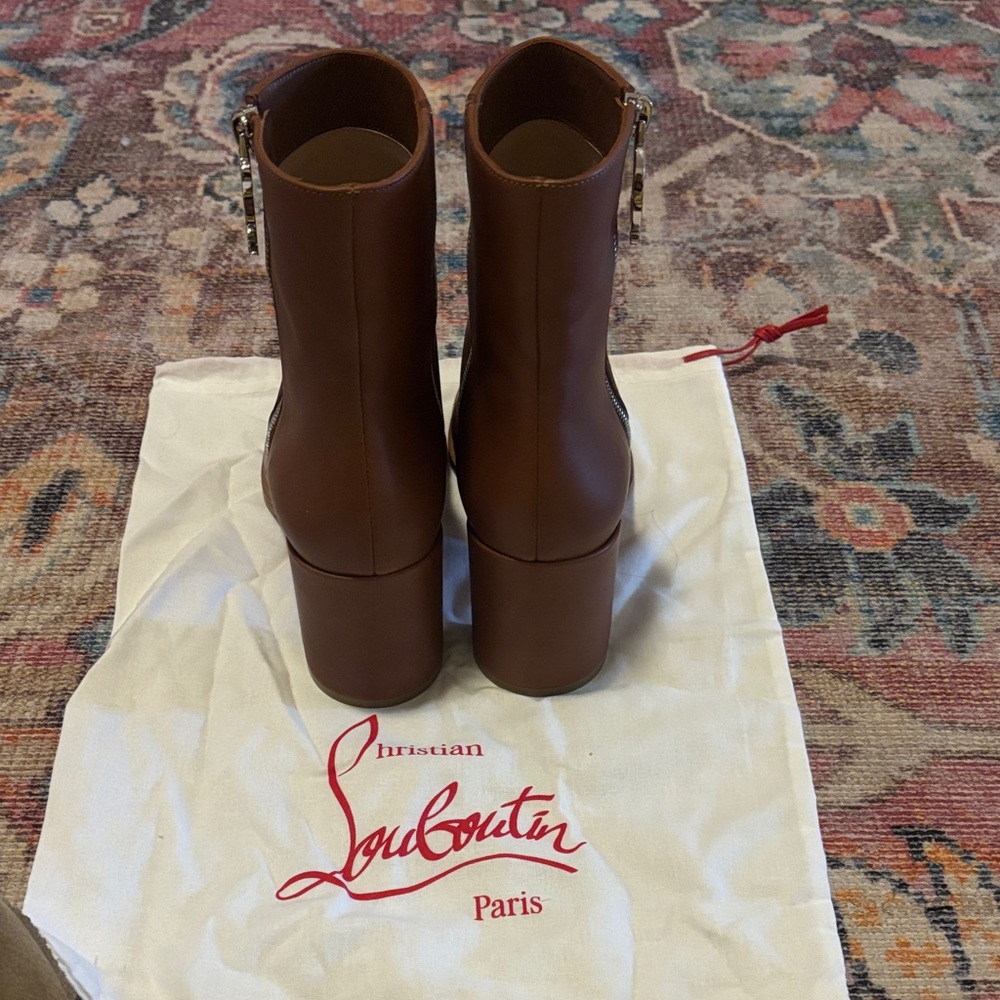Christian Louboutin Brown Heeled Boots with Red Sole (never worn) - Picture 4 of 6